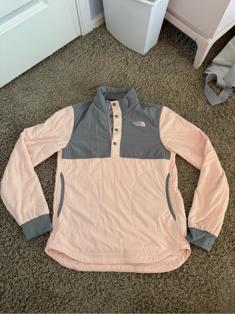 The North Face Light Pink Pullover with Gray Trim